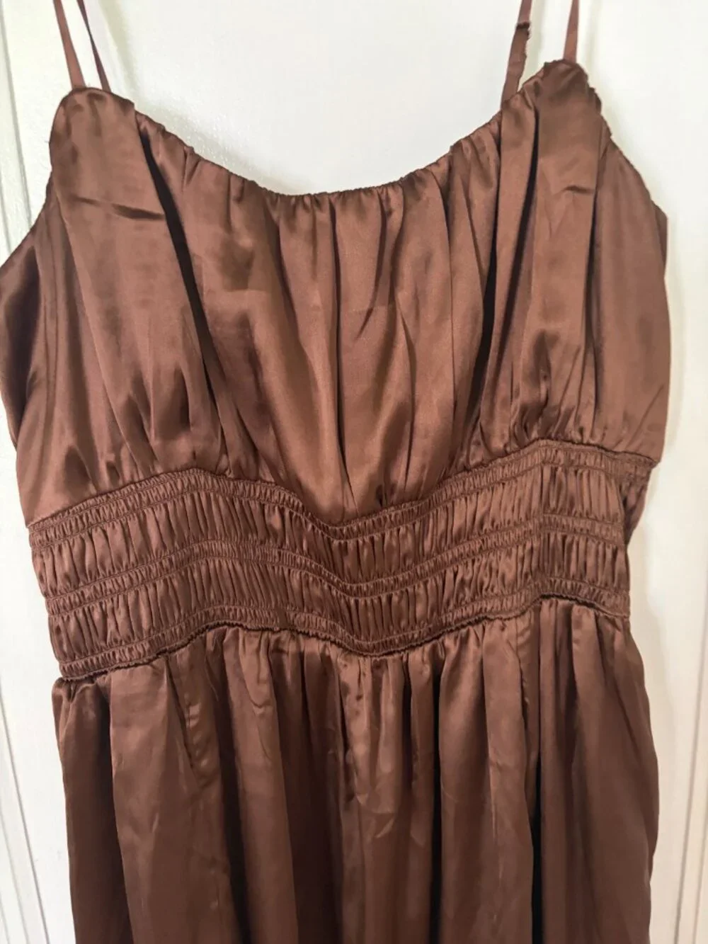 Abercrombie & Fitch Brown Satin Maxi Dress XLT